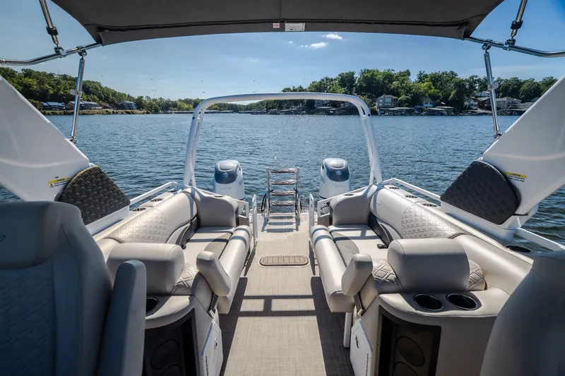 Slide: The Image of Luxury interior of 2026 JC Sporttoon 26TT pontoon boat on a serene lake. - 42
