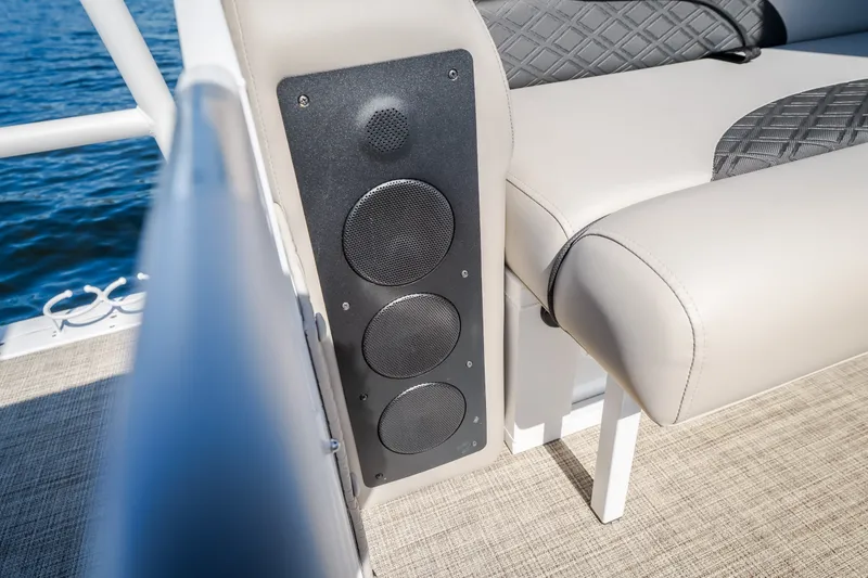 Slide: The Image of Luxury seating and speaker system on 2026 JC Sporttoon 26TT boat. - 14