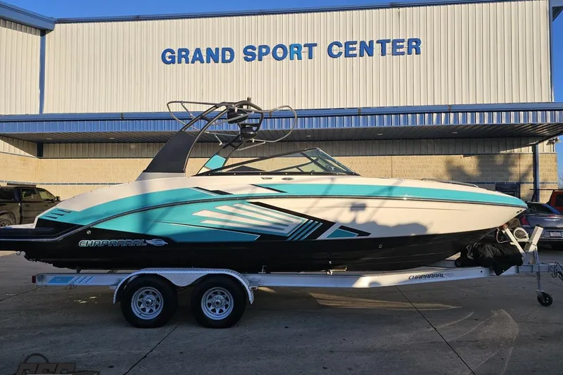 The Image of 2016 Chaparral Vortex 243 VRX boat at Grand Sport Center, on a trailer. - 1