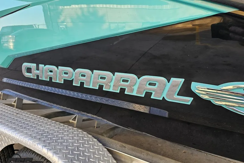 Slide: The Image of 2016 Chaparral Vortex 243 VRX boat logo on trailer. - 27