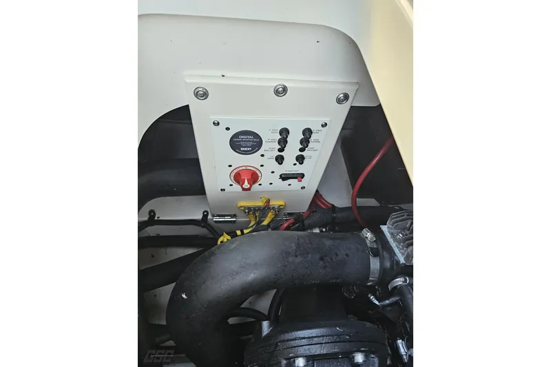 Slide: The Image of Engine compartment of 2016 Chaparral Vortex 243 VRX with control panel and wiring. - 37