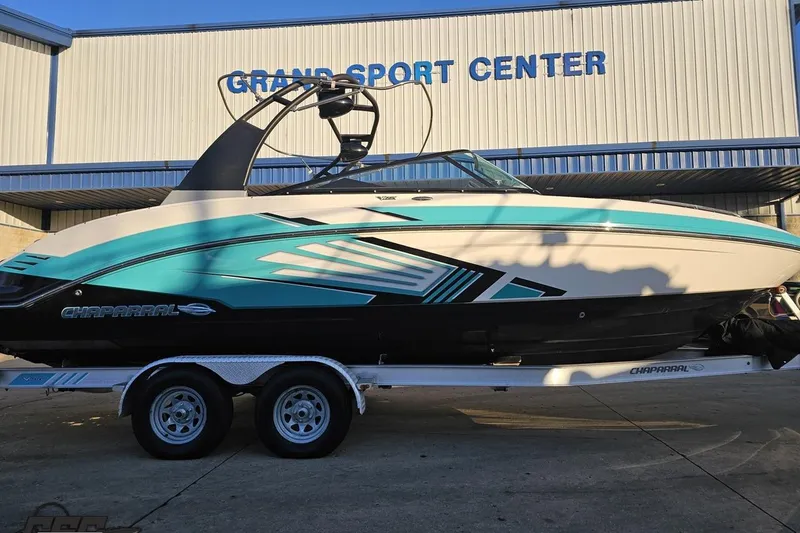 Slide: The Image of 2016 Chaparral Vortex 243 VRX boat on trailer at Grand Sport Center. - 8