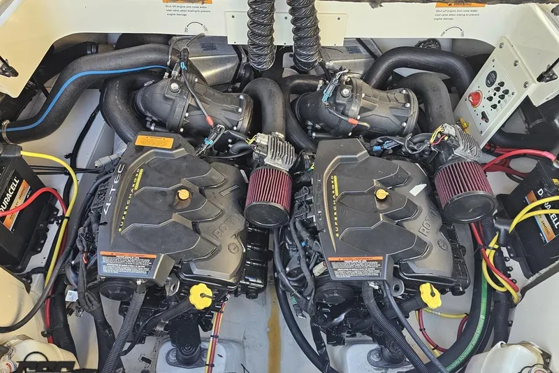 Slide: The Image of 2016 Chaparral Vortex 243 VRX engine compartment with dual Rotax engines. - 91
