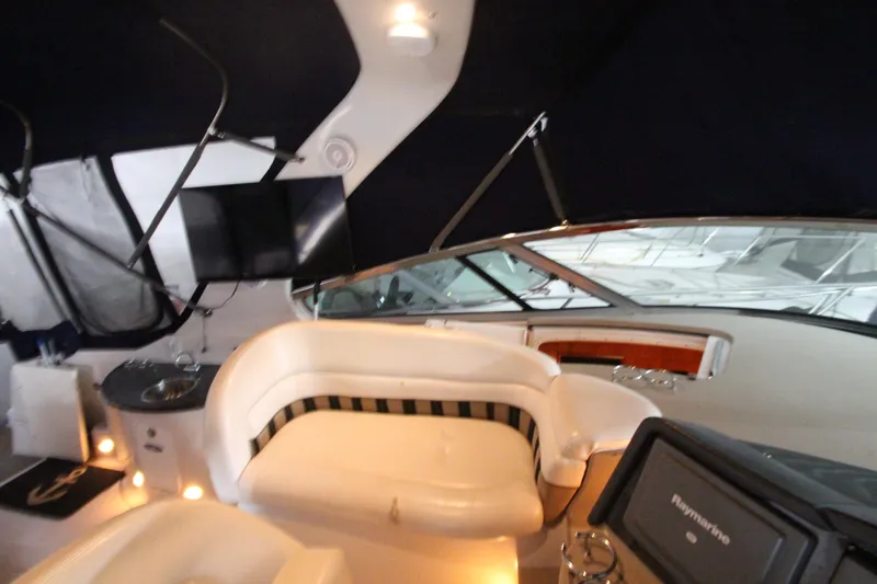 Slide: The Image of 2007 Four Winns 378 Vista yacht interior with seating and navigation equipment. - 10