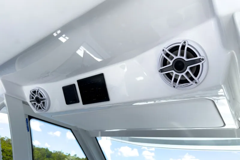 Slide: The Image of Intrepid 35 PANACEA 2026 boat speakers and control panel. - 14
