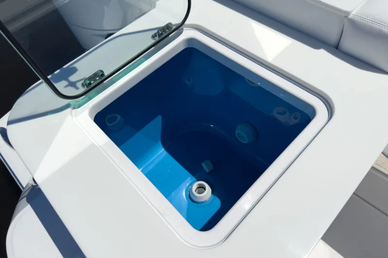 Slide: The Image of Intrepid 35 PANACEA 2026, blue storage compartment with glass lid. - 8