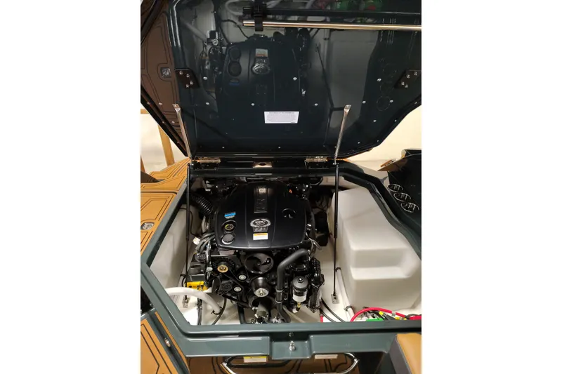 Slide: The Image of Engine compartment of 2026 Cobalt R8 Surf boat, showcasing modern design and components. - 22