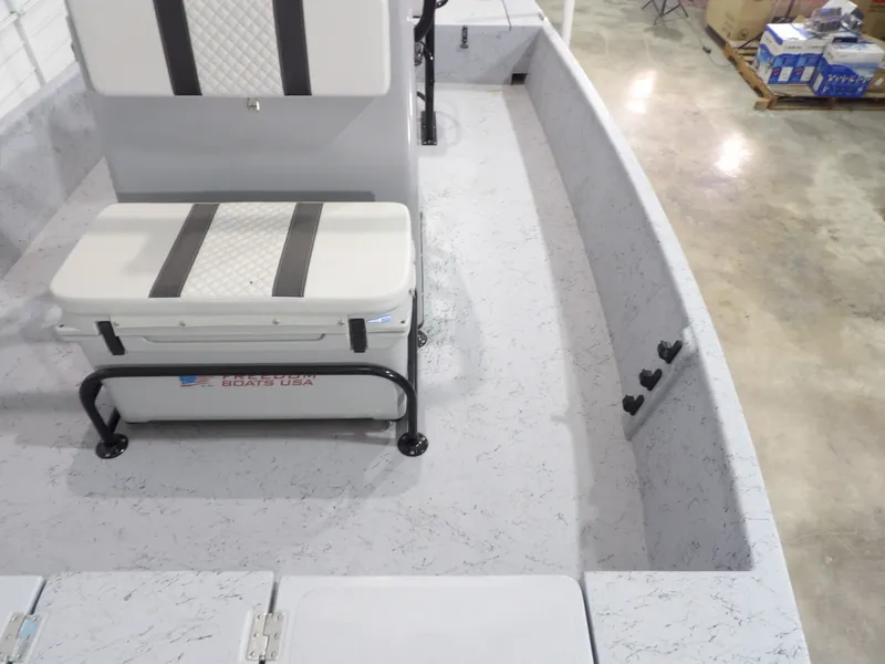 Slide: The Image of Interior of 2024 Freedom 18 PATRIOT CAT boat with seating bench. - 15