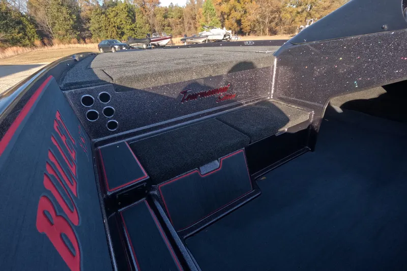 Slide: The Image of 2026 Bullet 21XST boat interior with custom seating and sleek design. - 7