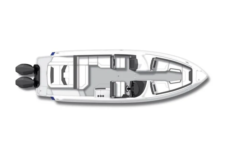 Slide: The Image of Manufacturer Provided Image: Top view of a 2021 Monterey 305SS Super Sport boat layout with dual engines. - 15