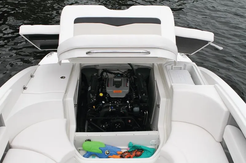 Slide: The Image of Manufacturer Provided Image: 2012 Chaparral 226 SSi boat engine compartment with open hatch. - 14