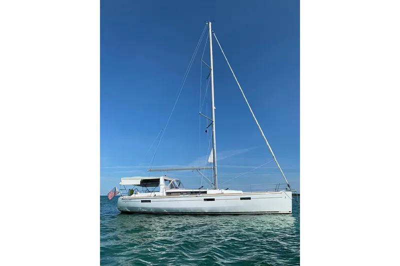The Image of 2013 Beneteau Oceanis 45 sailboat on calm sea under clear blue sky. - 0