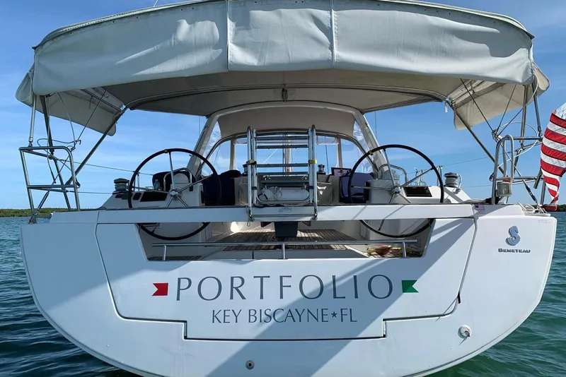 Slide: The Image of Beneteau Oceanis 45 sailboat, 2013 model, docked in Key Biscayne, Florida. - 2