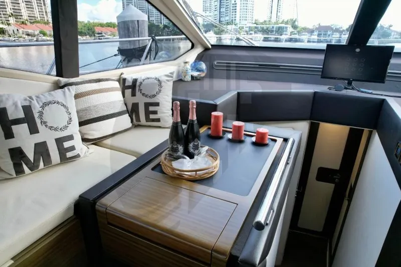 Slide: The Image of Luxurious interior of 2015 Azimut 55S yacht with champagne and candles. - 37