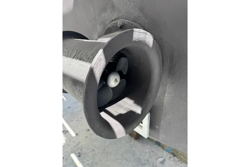 Slide: The Image of Close-up of a 2013 Cabo 44 Hardtop Express boat propeller. - 105