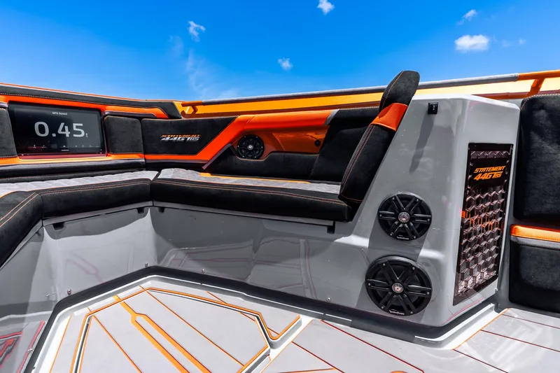 Slide: The Image of Luxurious interior of 2025 Statement 44 GRTS boat with modern design and advanced technology. - 28