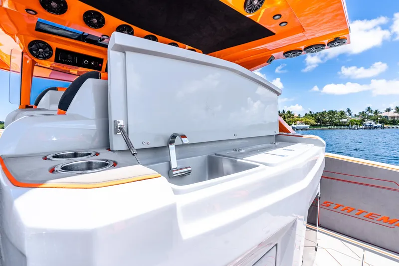 Slide: The Image of 2025 Statement 44 GRTS yacht interior with sleek design and modern amenities. - 52