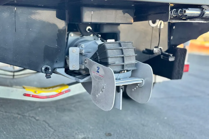 Slide: The Image of 2019 Yamaha Boats SX190 jet drive system close-up on trailer. - 8