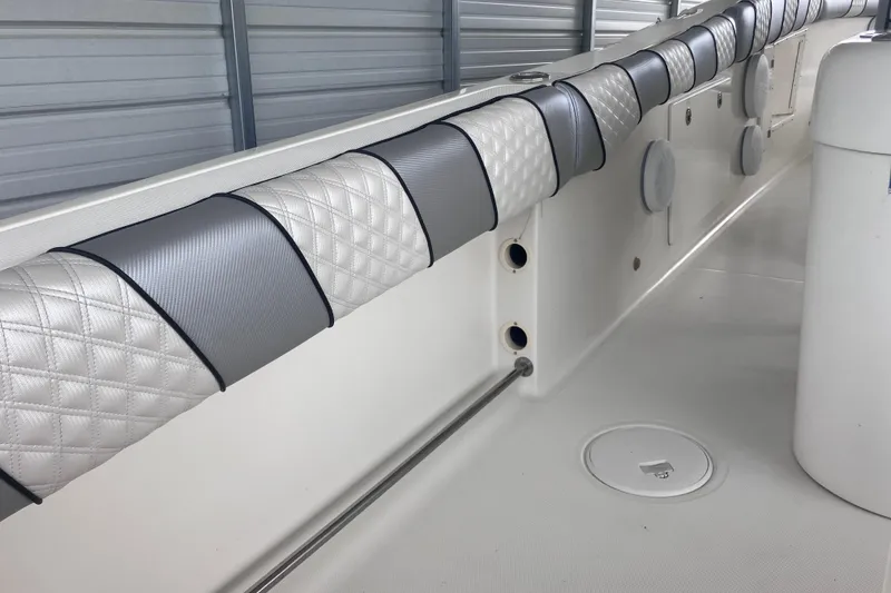 Slide: The Image of 2008 Hydra-Sports Vector 2900 CC interior with quilted upholstery and storage compartments. - 13