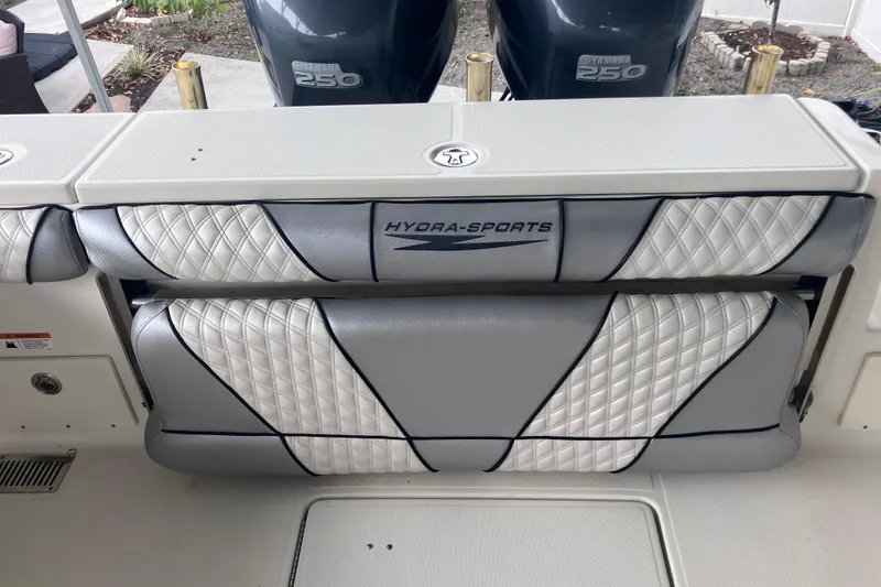 Slide: The Image of 2008 Hydra-Sports Vector 2900 CC boat seating with Yamaha 250 engines in background. - 31
