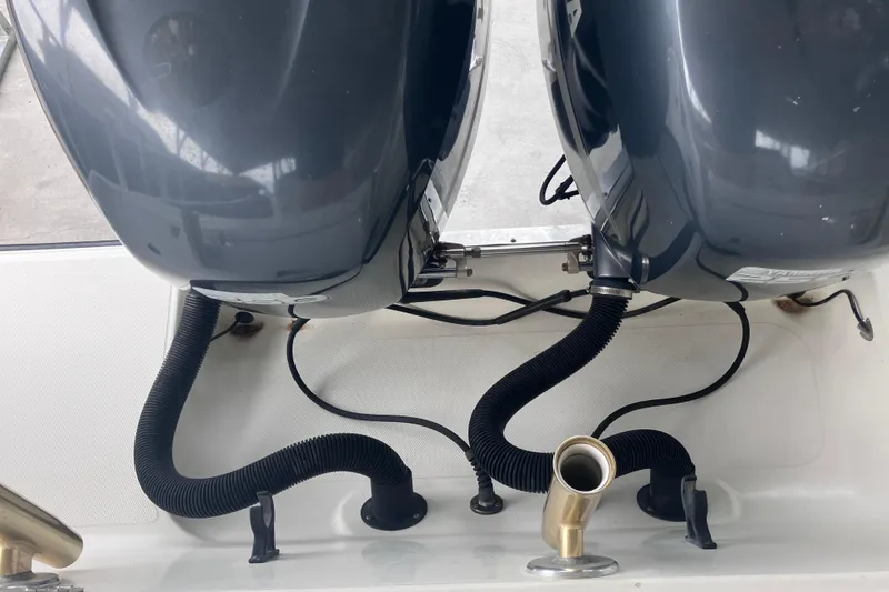 Slide: The Image of 2008 Hydra-Sports Vector 2900 CC boat engines and exhaust system close-up. - 49