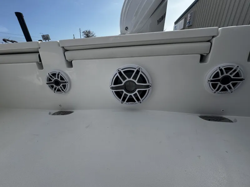 Slide: The Image of Speakers on a 2026 Tidewater 2500 Carolina Bay boat. - 12