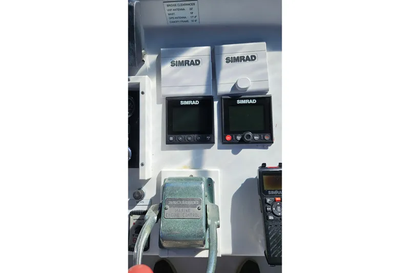 Slide: The Image of Control panel of 1984 Albin Palm Beach 37 with Simrad marine electronics. - 18