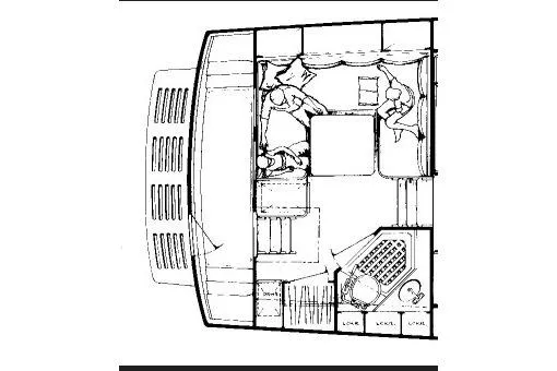 Slide: The Image of 1984 Albin Palm Beach 37 boat interior layout with sleeping and seating areas. - 70