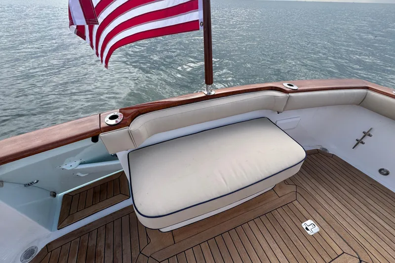 Slide: The Image of Luxury San Juan 41 yacht deck with American flag, 2014 model. - 13