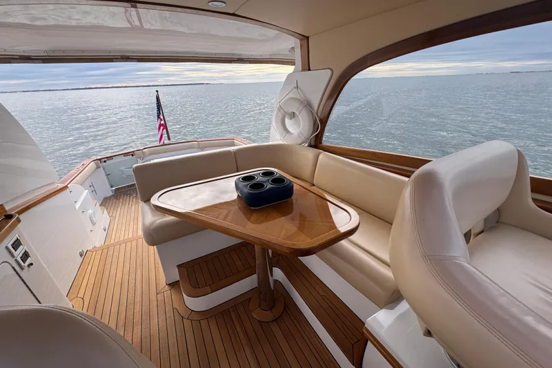Slide: The Image of Luxurious 2014 San Juan 41 yacht interior with elegant seating and ocean view. - 19