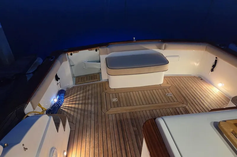 Slide: The Image of Luxurious 2014 San Juan 41 yacht interior with elegant wooden deck and seating. - 51