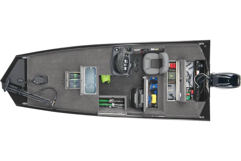 Slide: The Image of 2026 Tracker Pro 170 boat displayed outside Bass Pro Shops Outdoor World. - 8