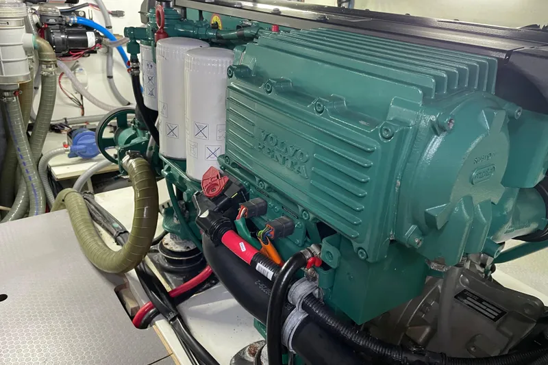 Slide: The Image of Engine room of 2013 Beneteau Swift Trawler 44 with Volvo Penta engine. - 62