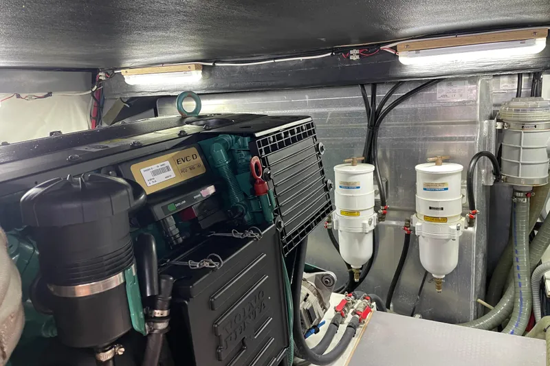 Slide: The Image of Engine room of 2013 Beneteau Swift Trawler 44 with Volvo Penta components. - 68