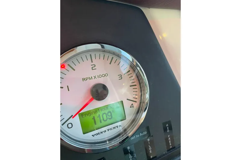 Slide: The Image of Close-up of a Volvo Penta RPM gauge on a 2013 Beneteau Swift Trawler 44. - 71
