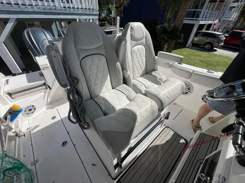 Slide: The Image of 2024 Sea Fox 288 Commander boat seats, featuring luxurious design and comfortable upholstery. - 10