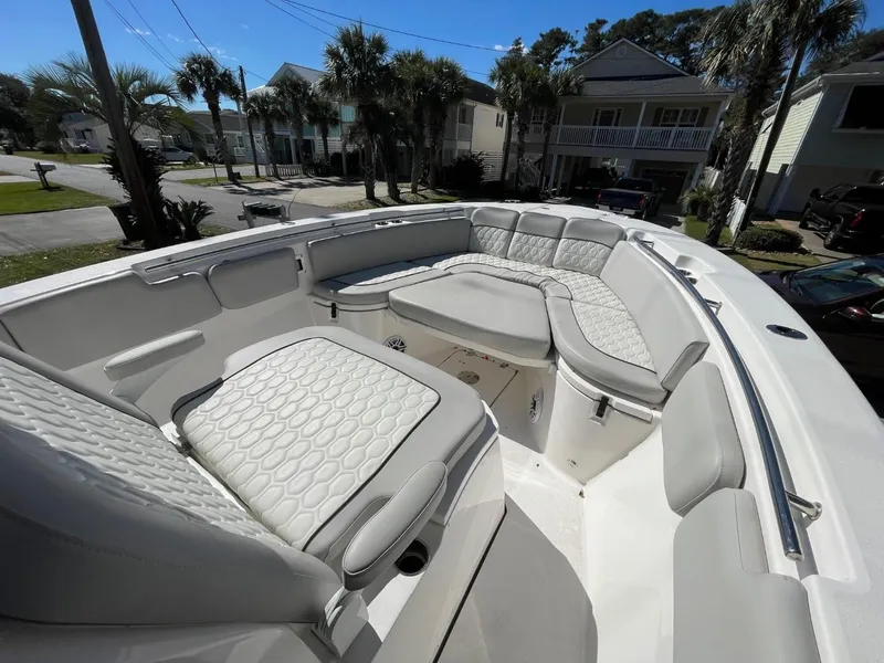 Slide: The Image of 2024 Sea Fox 288 Commander boat with spacious seating and modern design. - 11