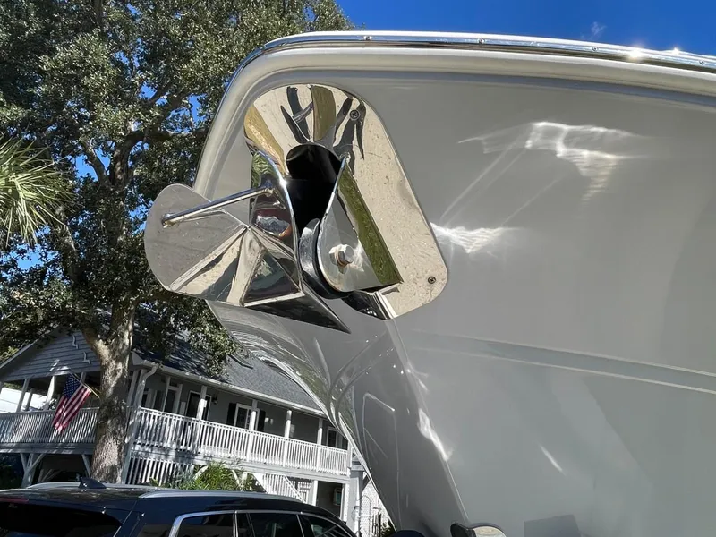 Slide: The Image of 2024 Sea Fox 288 Commander boat anchor detail with reflective metal finish. - 15