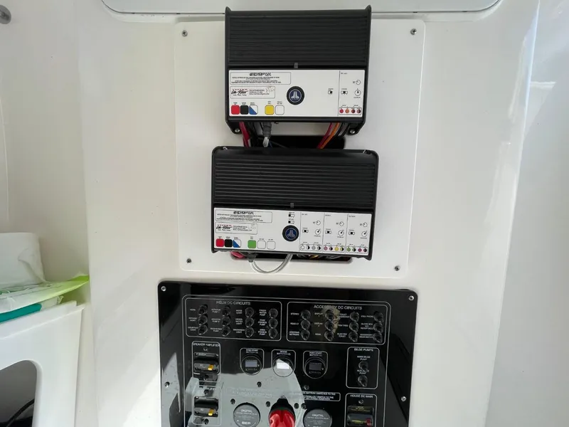 Slide: The Image of Control panel of 2024 Sea Fox 288 Commander boat with electronic components. - 17
