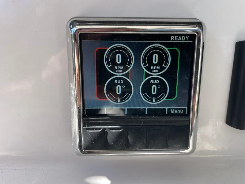 Slide: The Image of Digital display on 2024 Sea Fox 288 Commander showing RPM and rudder angle. - 32