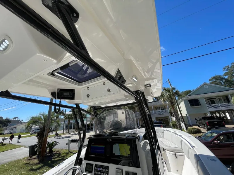 Slide: The Image of 2024 Sea Fox 288 Commander boat interior with advanced navigation system and sleek design. - 38