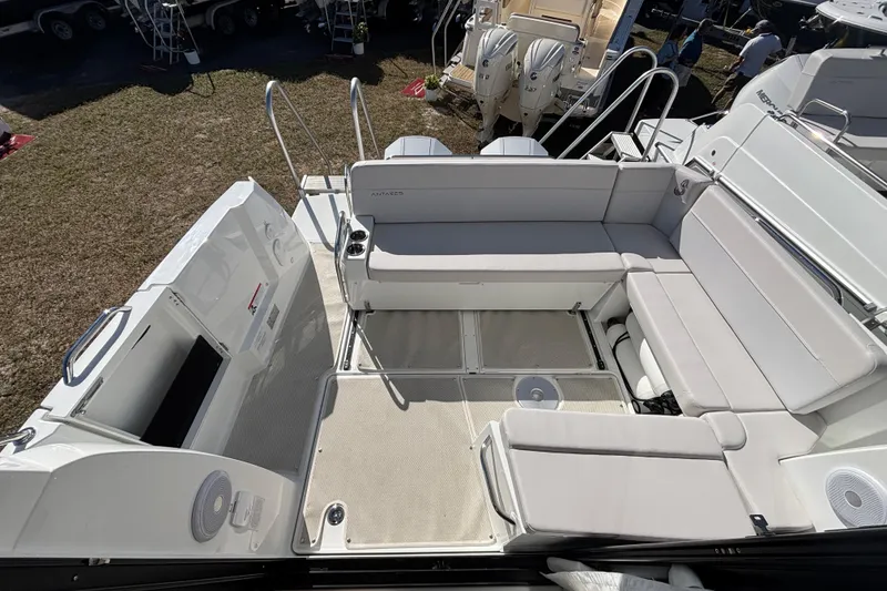 Slide: The Image of 2026 Beneteau Antares 9 V2 boat interior with spacious seating and modern design. - 4