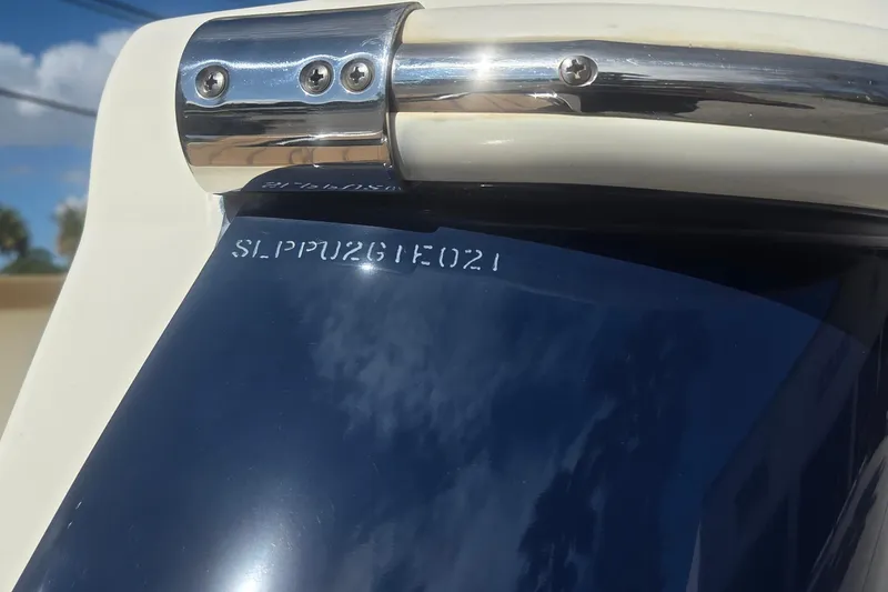 Slide: The Image of 2021 Scout 305 LXF boat hull identification number close-up. - 31