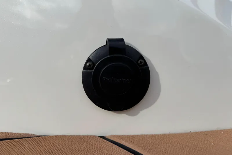 Slide: The Image of Close-up of a ProMariner outlet on a 2022 South Bay 25 Sport RS9-DC boat. - 10