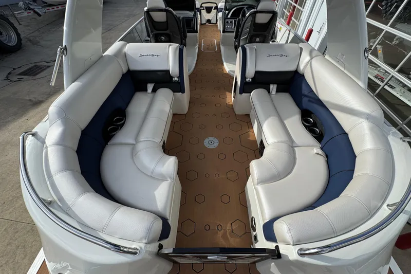 Slide: The Image of 2022 South Bay 25 Sport RS9-DC boat interior with luxurious seating and modern design. - 16