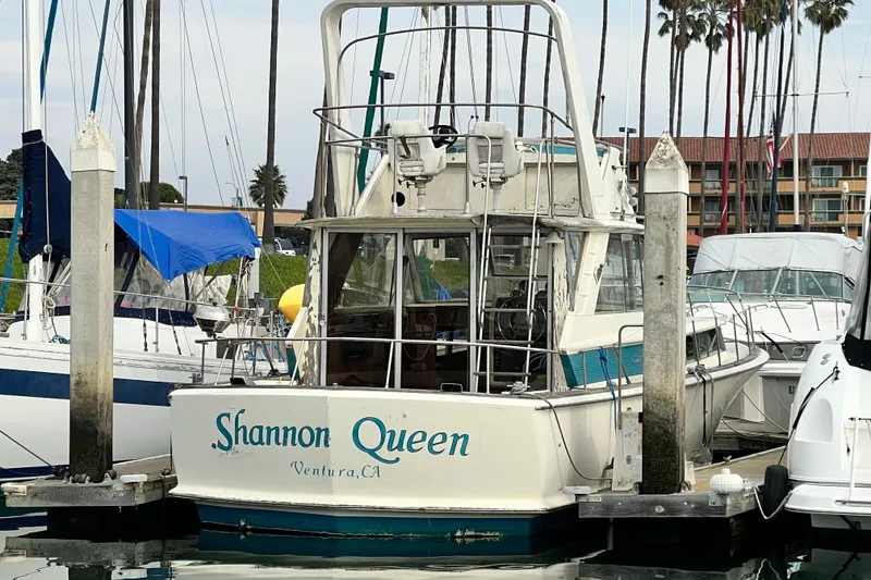 Slide: The Image of 1967 Chris-Craft 38 Constellation boat named "Shannon Queen" docked in Ventura, CA marina. - 6