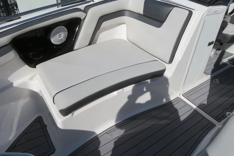 Slide: The Image of 2017 Yamaha Boats AR240 interior with sleek seating and modern design. - 13