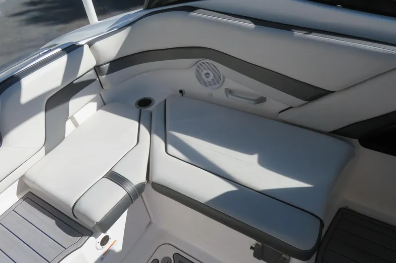 Slide: The Image of 2017 Yamaha Boats AR240 interior with spacious seating and modern design. - 20