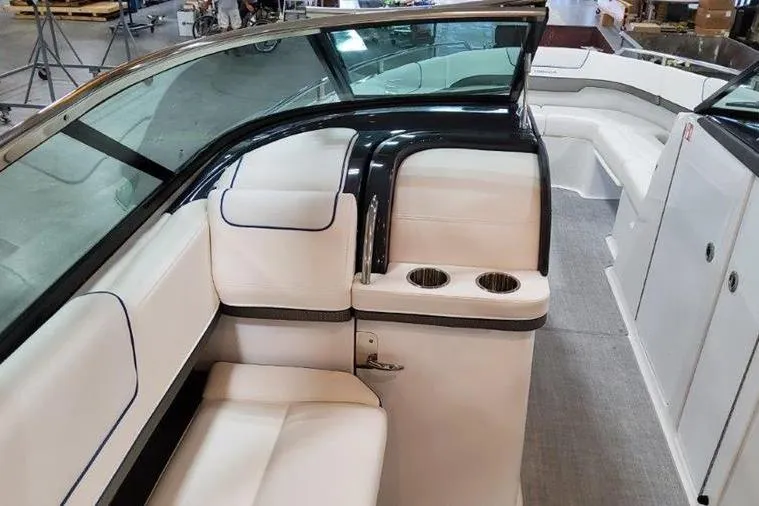 Slide: The Image of Interior of 2025 Formula 310 Bowrider I/O with white seating. - 23