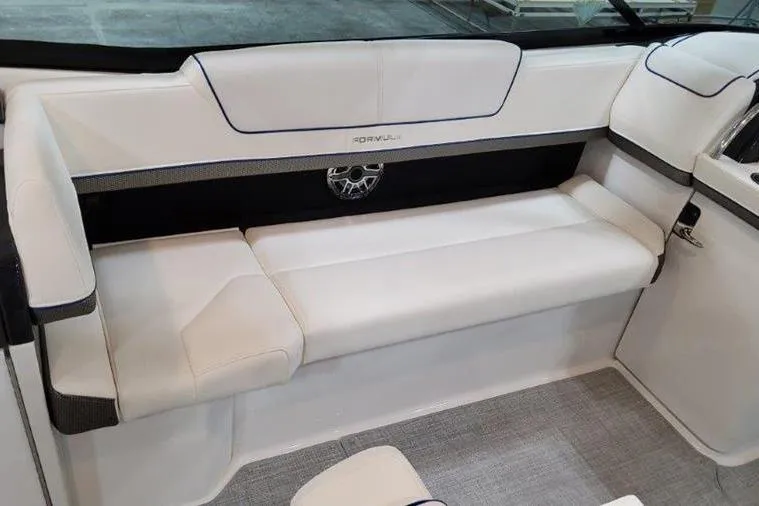 Slide: The Image of Interior of 2025 Formula 310 Bowrider I/O with white upholstery. - 25